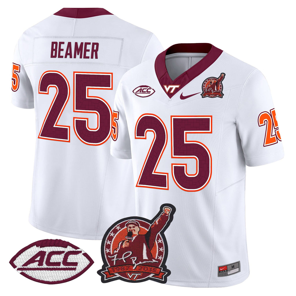 Men's Virginia Tech Hokies Coach Frank Beamer Patch 2025 Vapor Limited Jersey - All Stitched