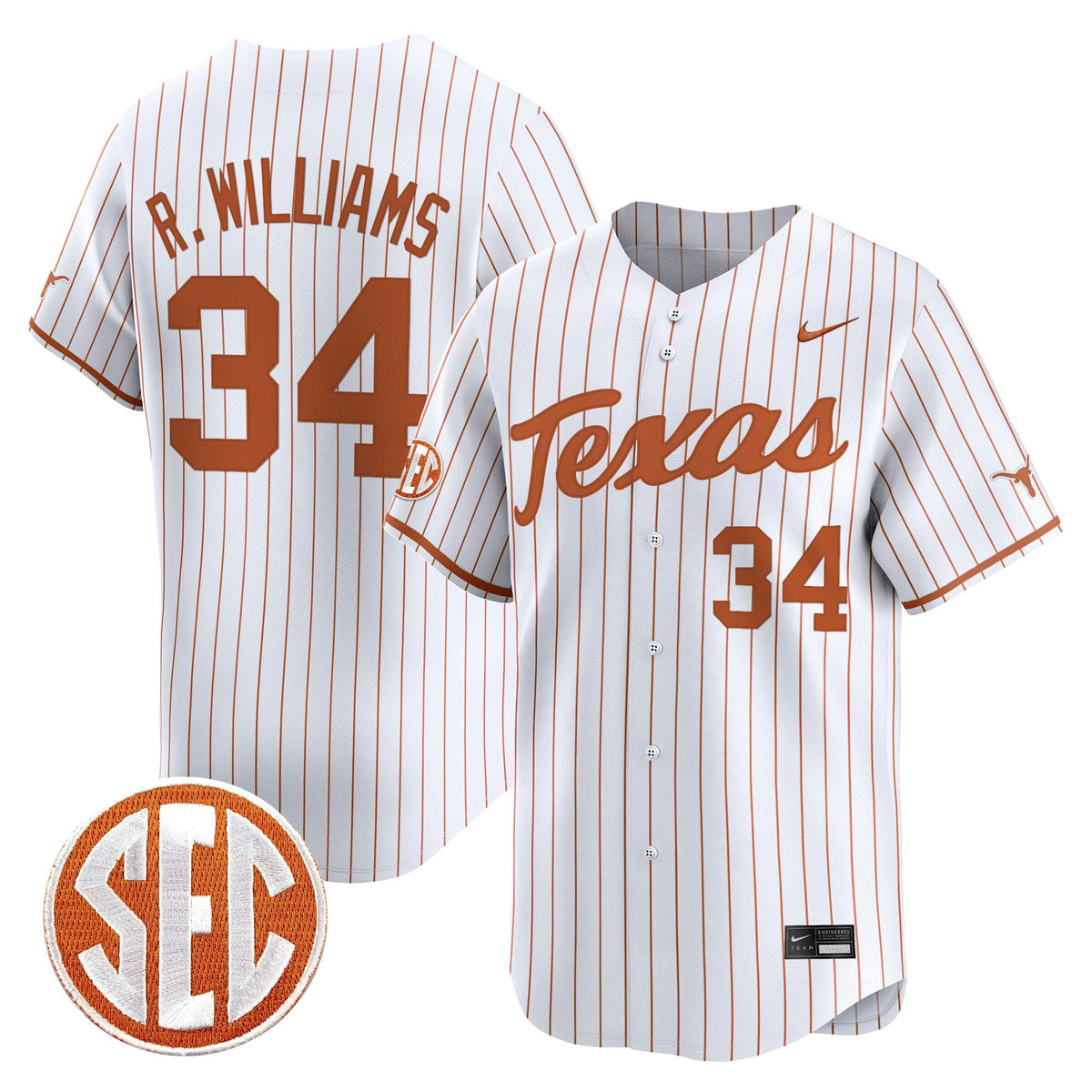 Men's Texas Longhorns 2025 Vapor Baseball Jersey - All Stitched