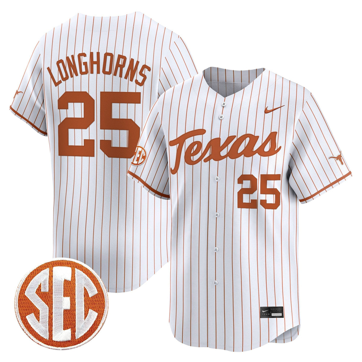 Men's Texas Longhorns 2025 Vapor Baseball Jersey - All Stitched