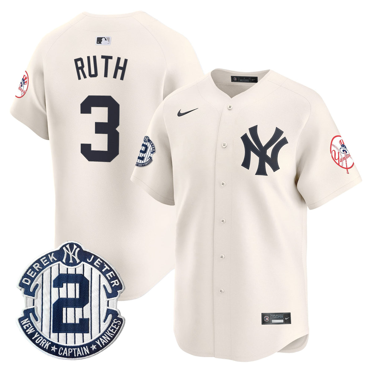 Men's New York Yankees Throwback Vapor Premier Limited Jersey - Derek Jeter Patch - All Stitched