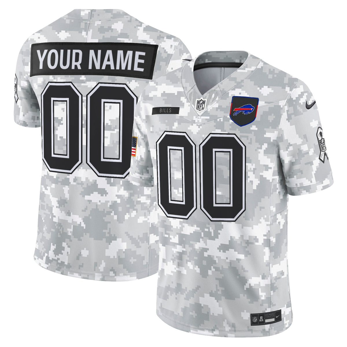 Buffalo Bills 2025 Salute to Service Vapor Limited Custom Jersey - All Stitched