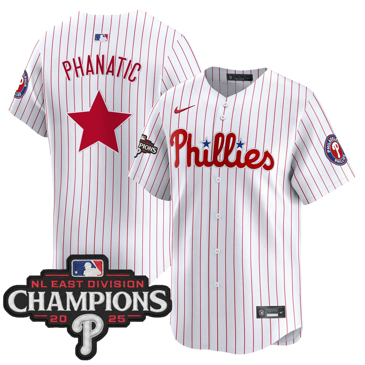 Men's Philadelphia Phillies 2025 NL East Division Champions Patch Vapor Premier Limited Jersey - All Stitched