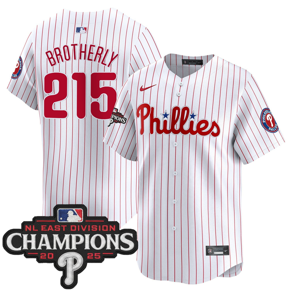 Men's Philadelphia Phillies 2025 NL East Division Champions Patch Vapor Premier Limited Jersey - All Stitched