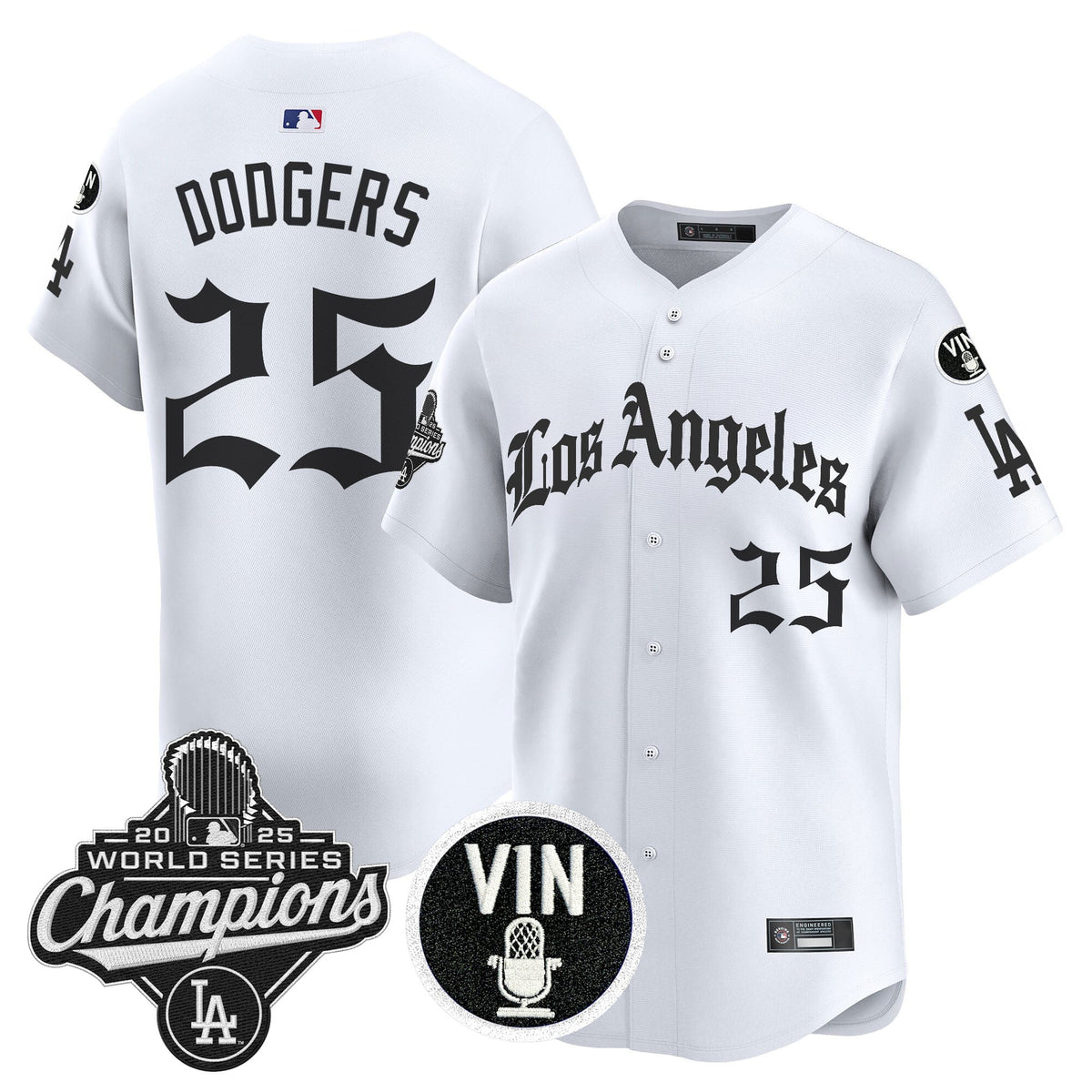 Men's Dodgers 2025 World Series Champions Vapor Premier Limited Jersey - LA Gothic Edition - All Stitched