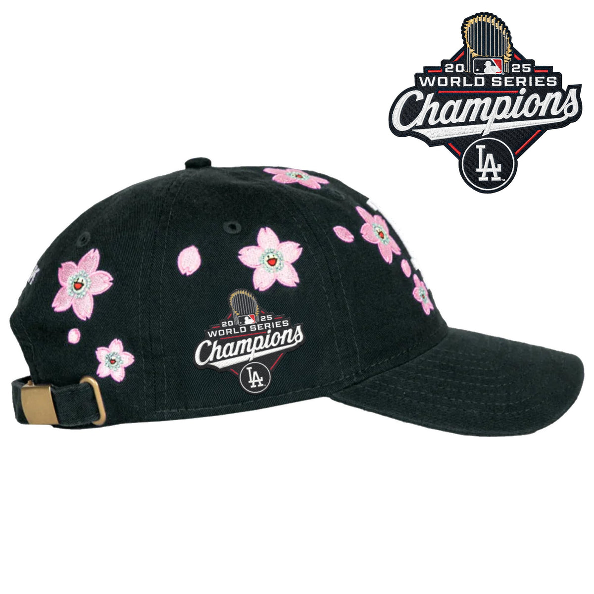 Los Angeles Dodgers 2025 World Series Champions x Tokyo Series Strapback Hat - Embroidered