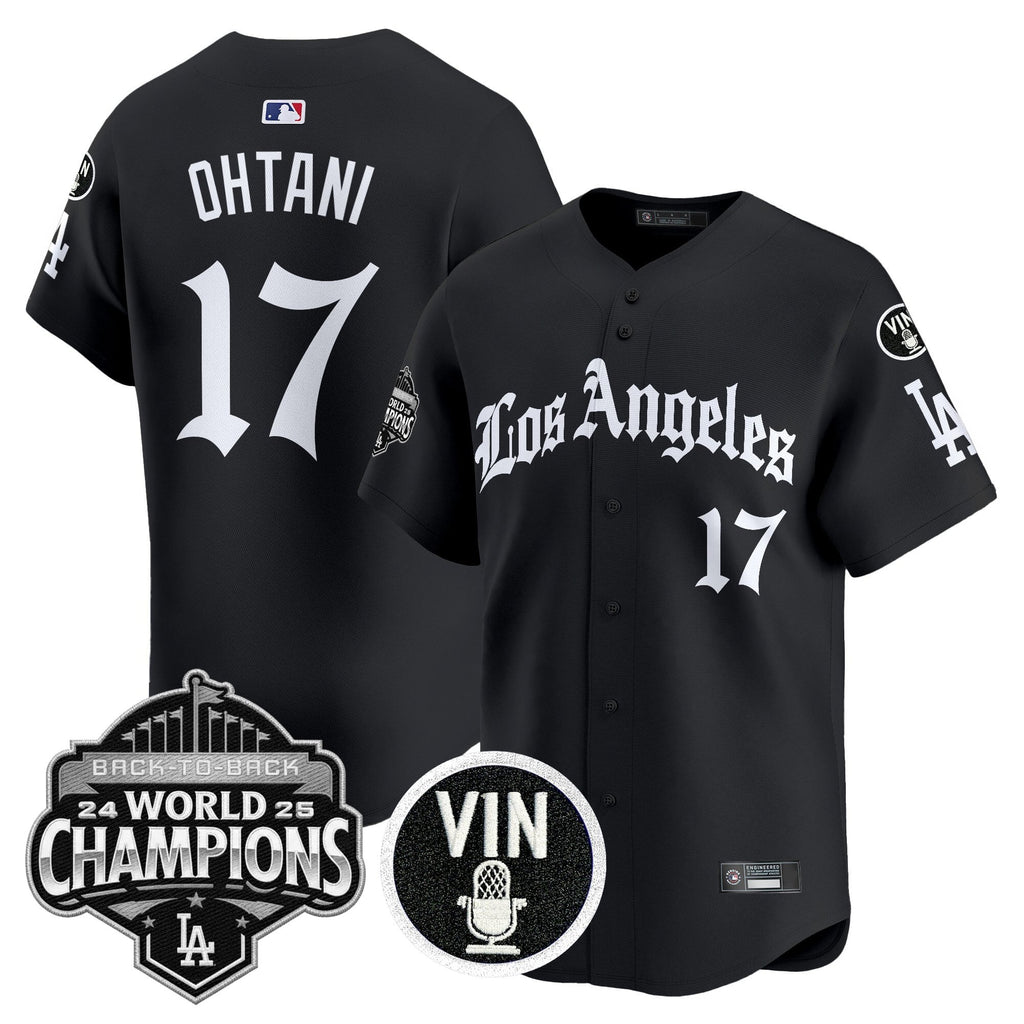 Men's Dodgers 2025 Back-To-Back Champions Vapor Premier Limited Jersey - LA Gothic Edition - All Stitched