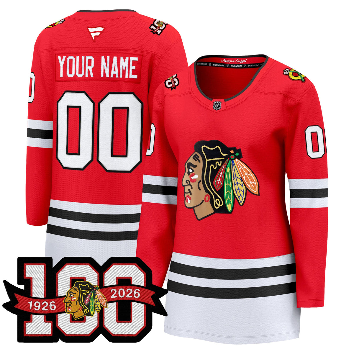 Chicago Blackhawks 2025/26 Premium Custom Jersey - 100th Anniversary Patch -All Stitched