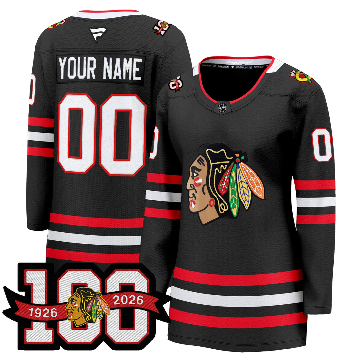 Chicago Blackhawks 2025/26 Premium Custom Jersey - 100th Anniversary Patch -All Stitched
