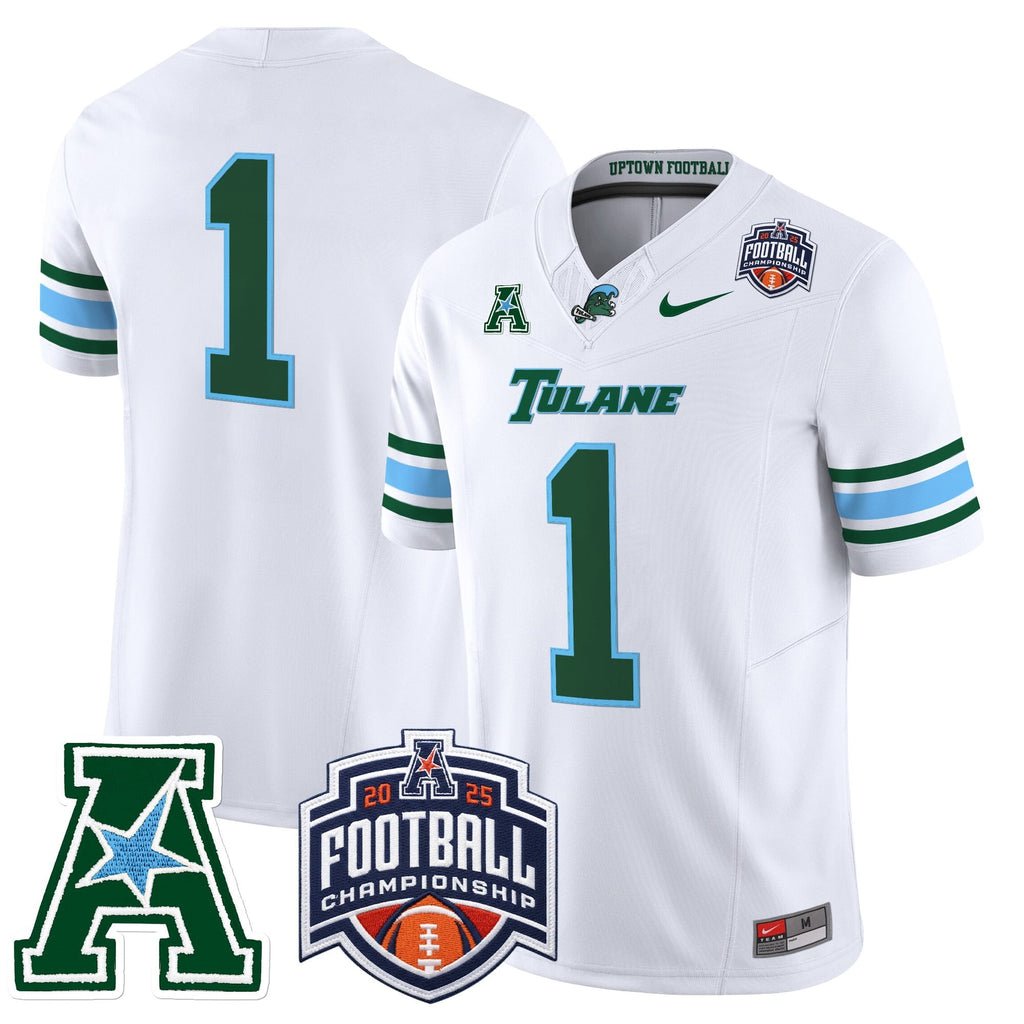 Men's Tulane Green Wave 2025 AAC Championship Vapor Limited Jersey - All Stitched