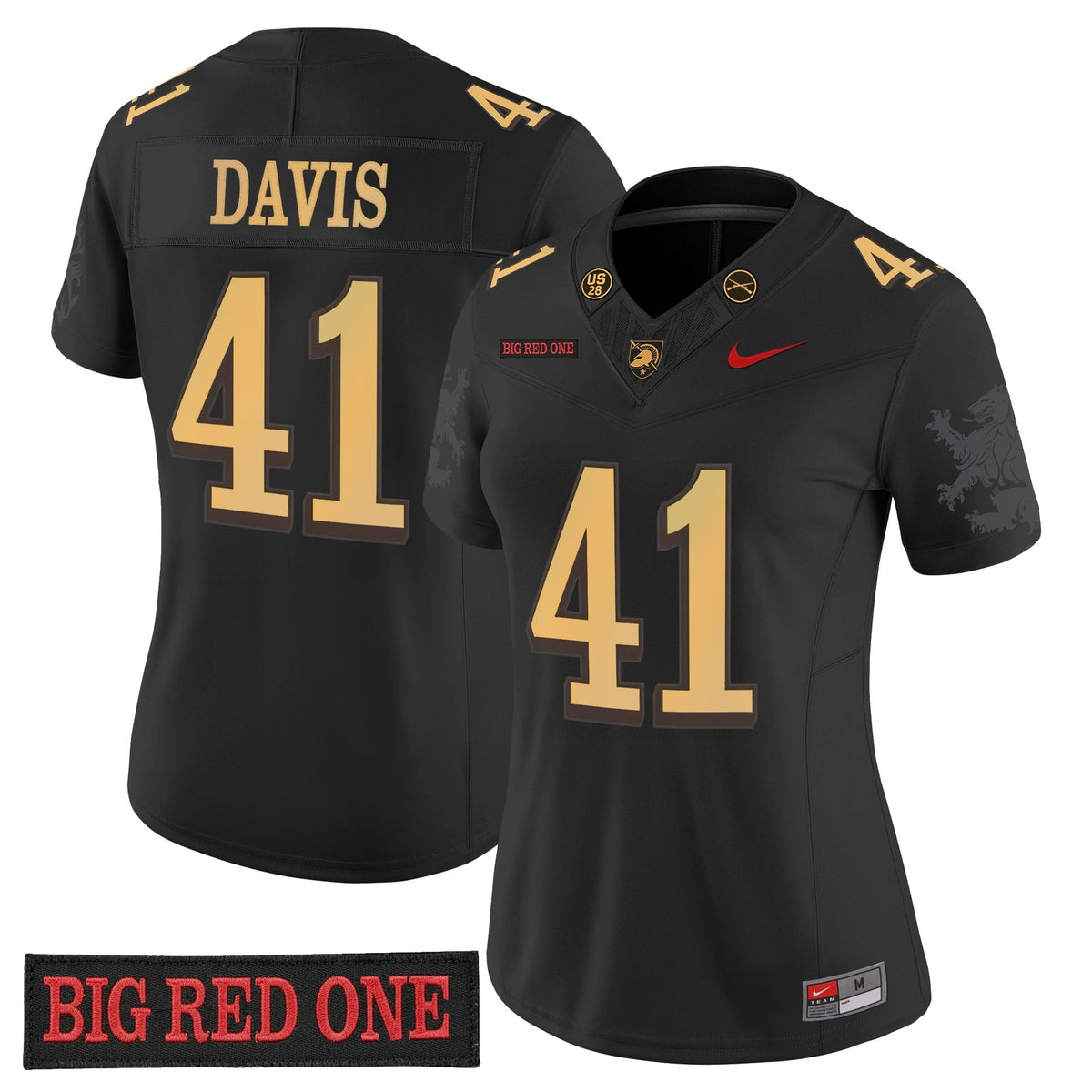 Army Black Knights 'Big Red One Edition' Vapor Jersey - Stitched Numbers/Patches - Black Lion Graphic Sleeves