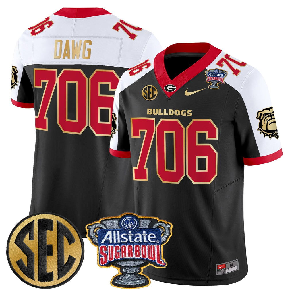Men's Georgia Bulldogs Sugar Bowl Patch Vapor Limited Jersey - All Stitched