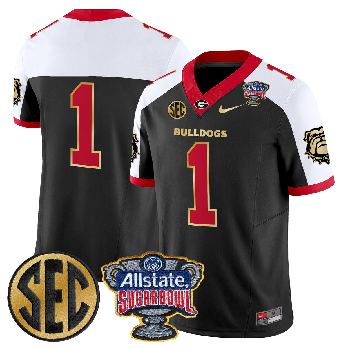 Men's Georgia Bulldogs Sugar Bowl Patch Vapor Limited Jersey - All Stitched