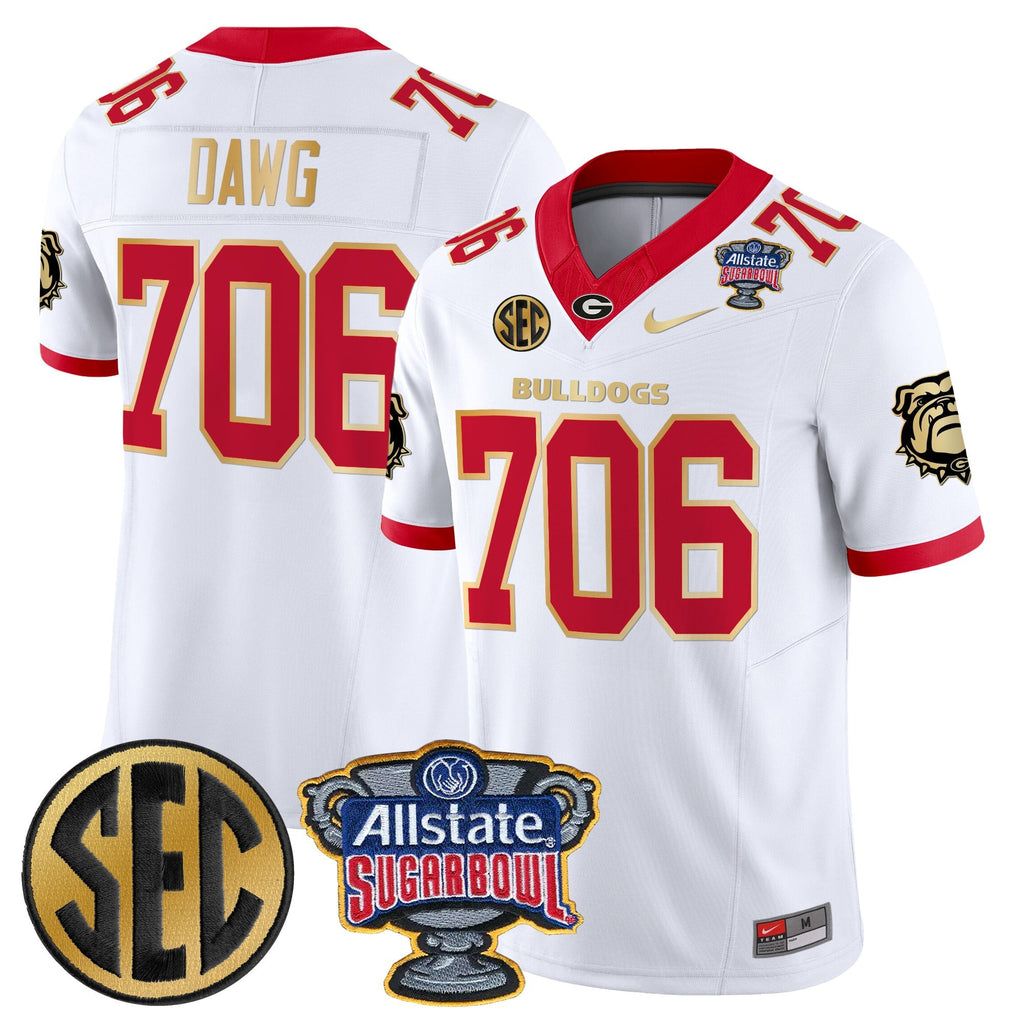 Men's Georgia Bulldogs Sugar Bowl Patch Vapor Limited Jersey - All Stitched