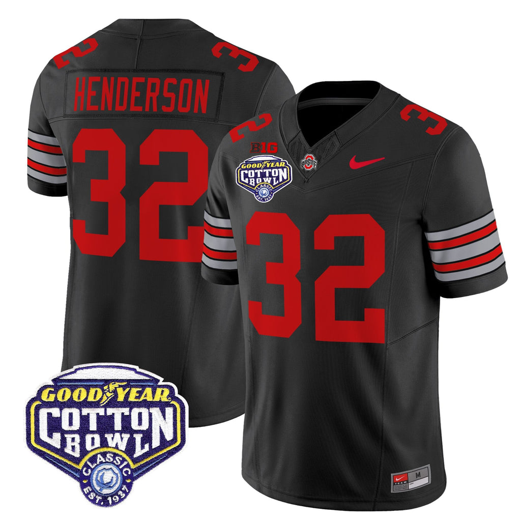 Men's Ohio State Buckeyes 'Heritage Stripe' Vapor Limited Jersey - 2025 Cotton Bowl Patch - All Stitched