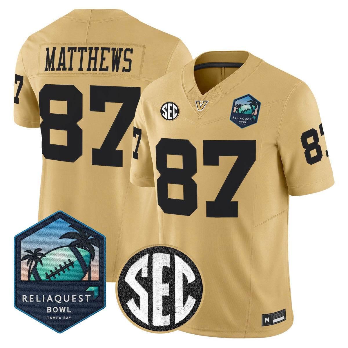 Men's Vanderbilt Commodores 2025 ReliaQuest Bowl Vapor Limited Jersey - All Stitched