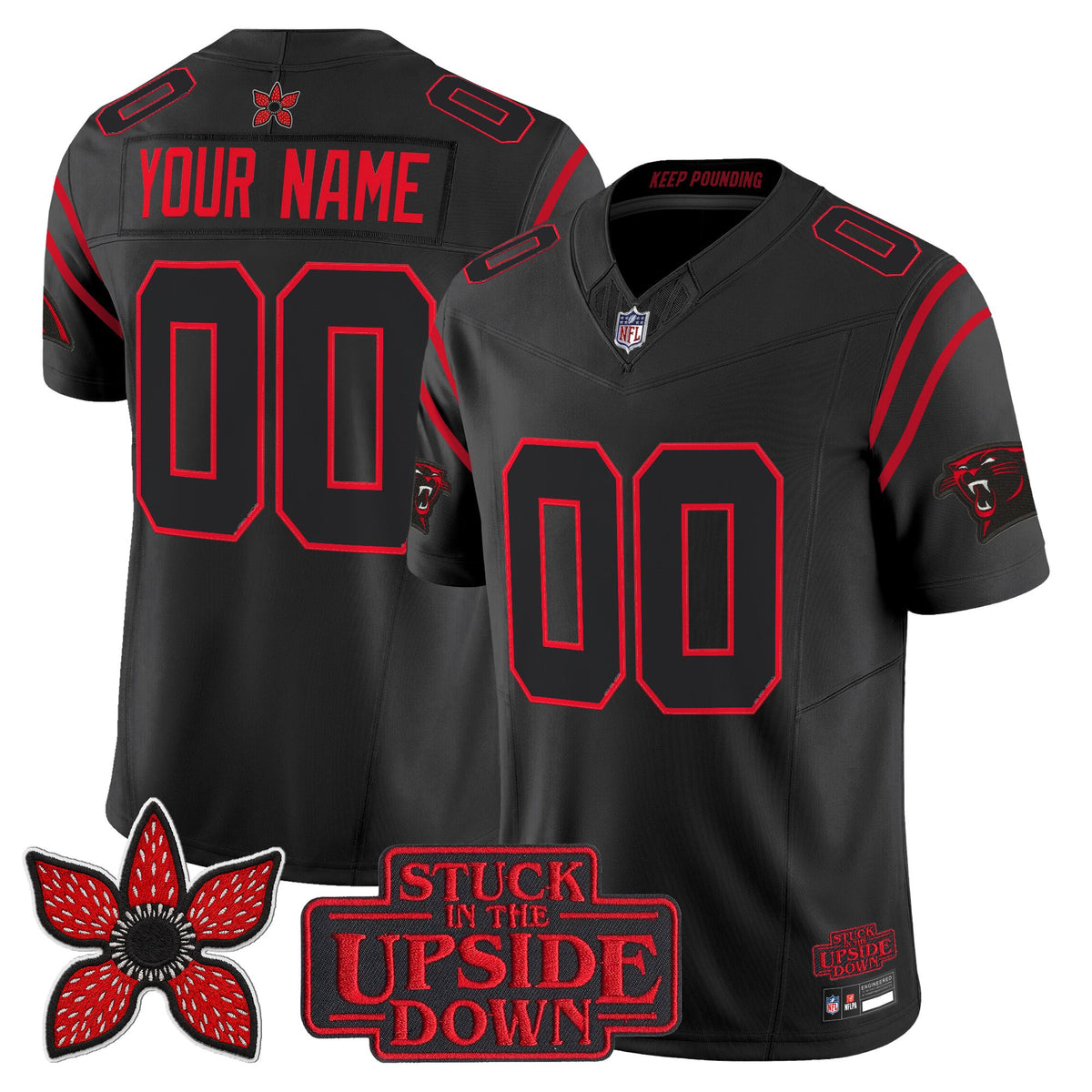 Carolina Panthers 'Stranger Things Edition' Vapor Limited Custom Jersey - All Stitched