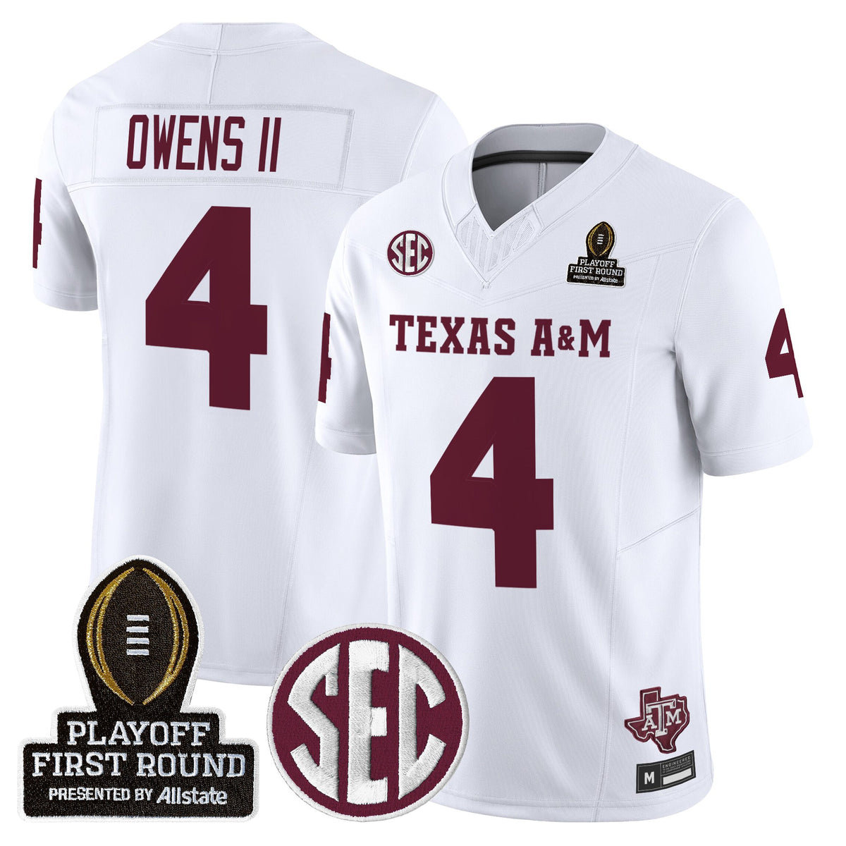 Men's Texas A&M Aggies 2025 Playoff First Round Vapor Limited Jersey - All Stitched