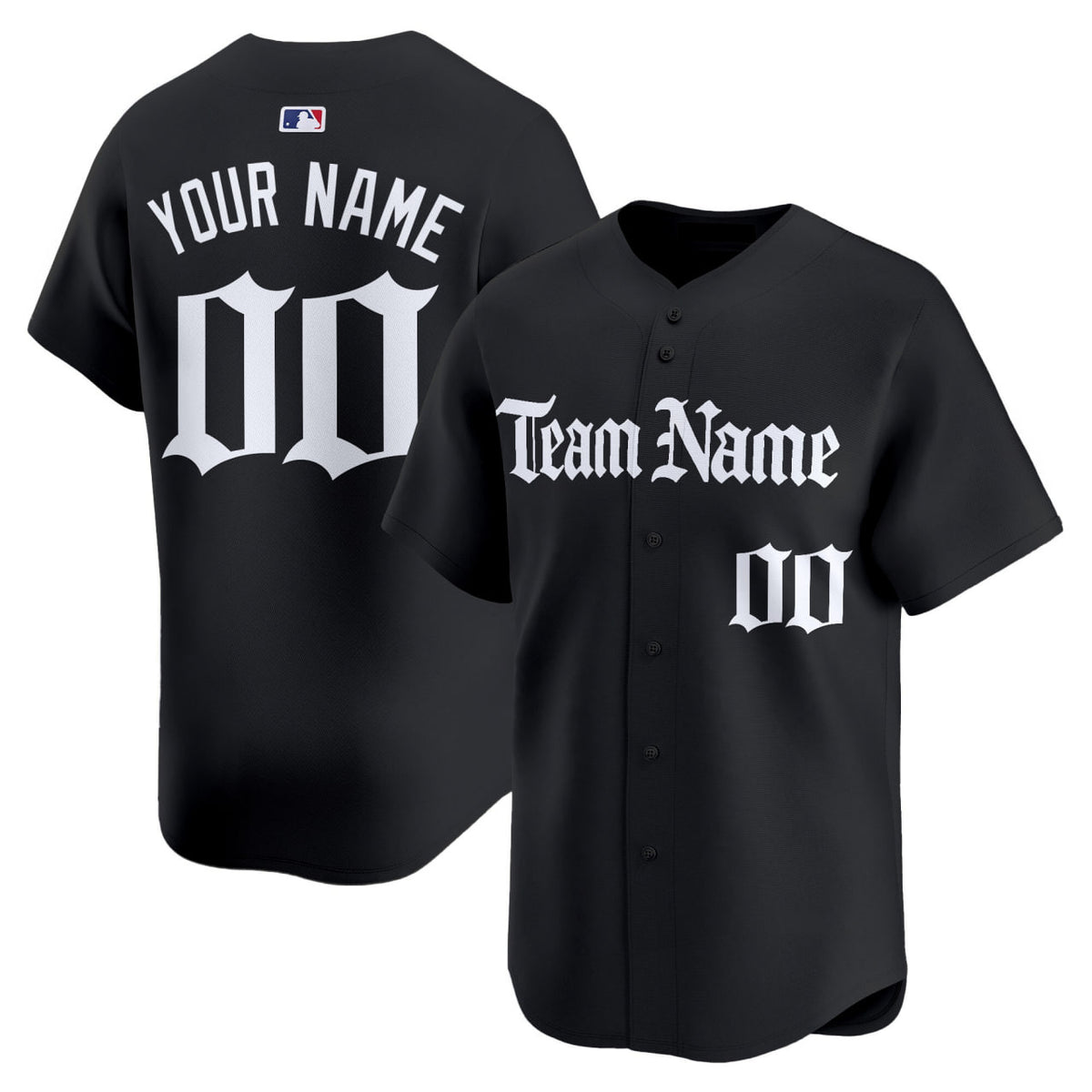 Black White Gothic Custom Baseball Jersey
