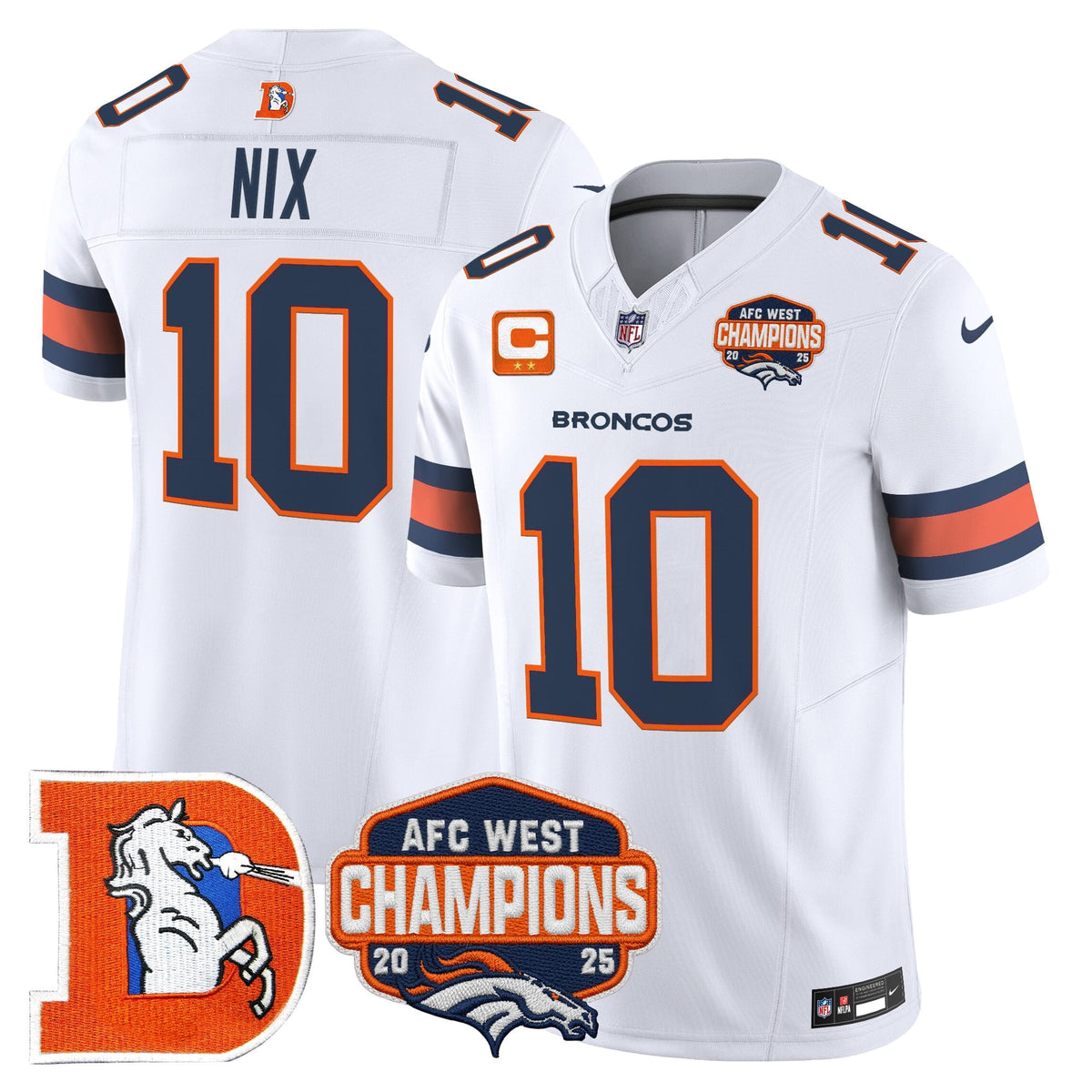Men's Denver Broncos Throwback Vapor Limited Jersey - 2025 AFC West Division Champions Patch - All Stitched