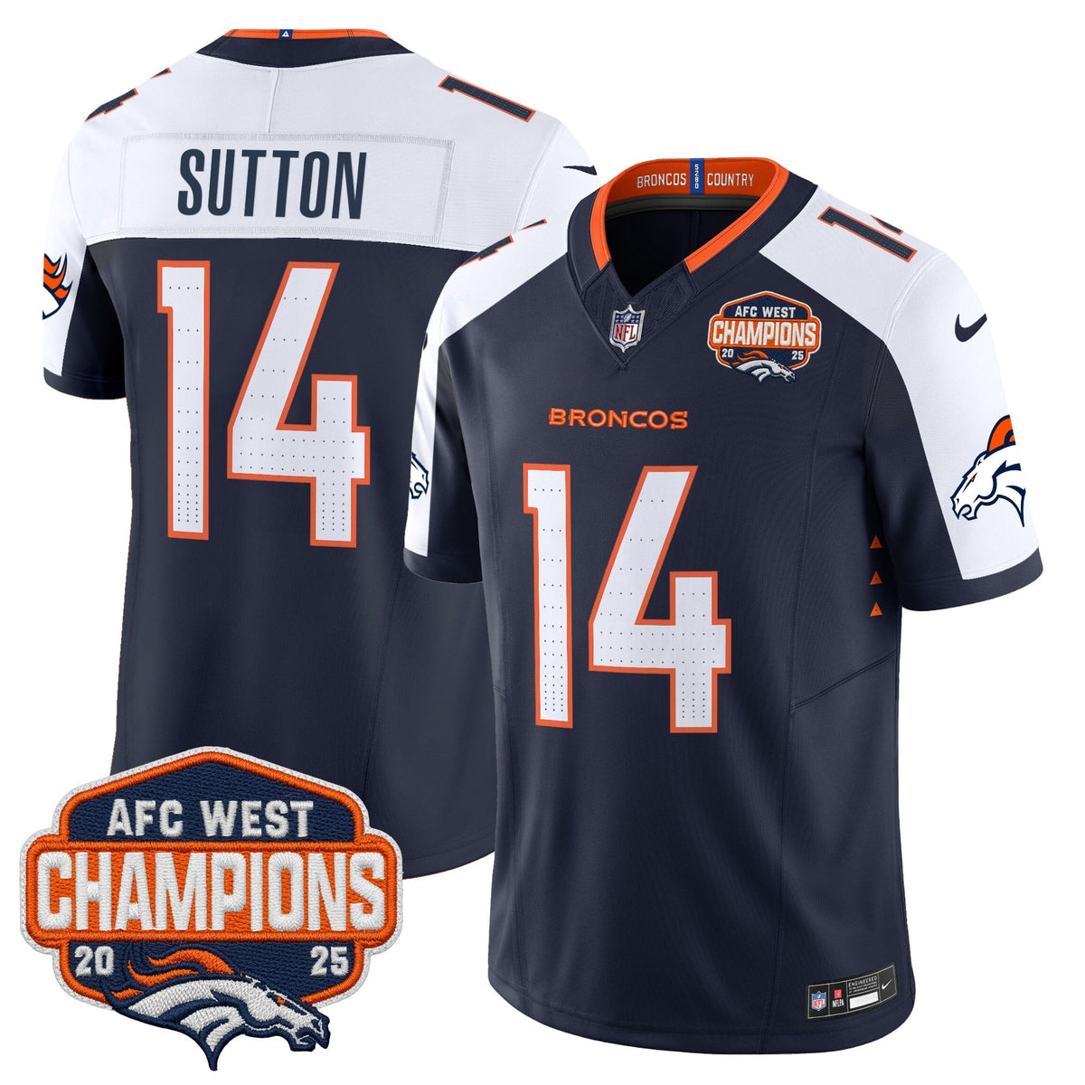 Men's Denver Broncos 2025 AFC West Division Champions Vapor Limited Jersey - All Stitched