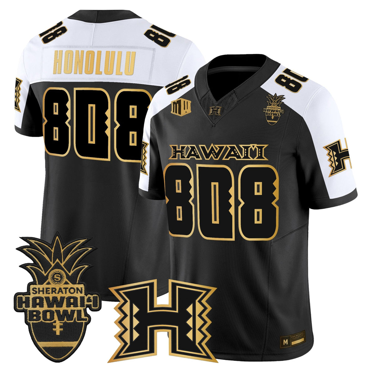 Men's Hawai'i Rainbow Warriors 2025 Hawai'i Bowl Gold Vapor Limited Jersey - All Stitched