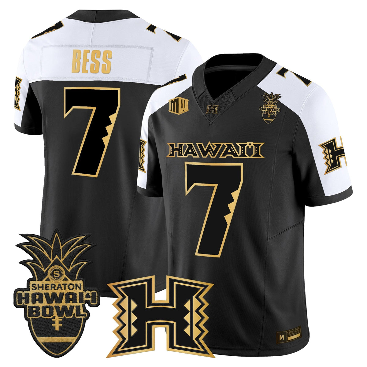 Men's Hawai'i Rainbow Warriors 2025 Hawai'i Bowl Gold Vapor Limited Jersey - All Stitched
