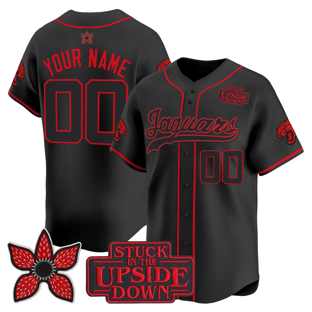 Jacksonville Jaguars 'Stranger Things Edition' Vapor Baseball Custom Jersey - All Stitched