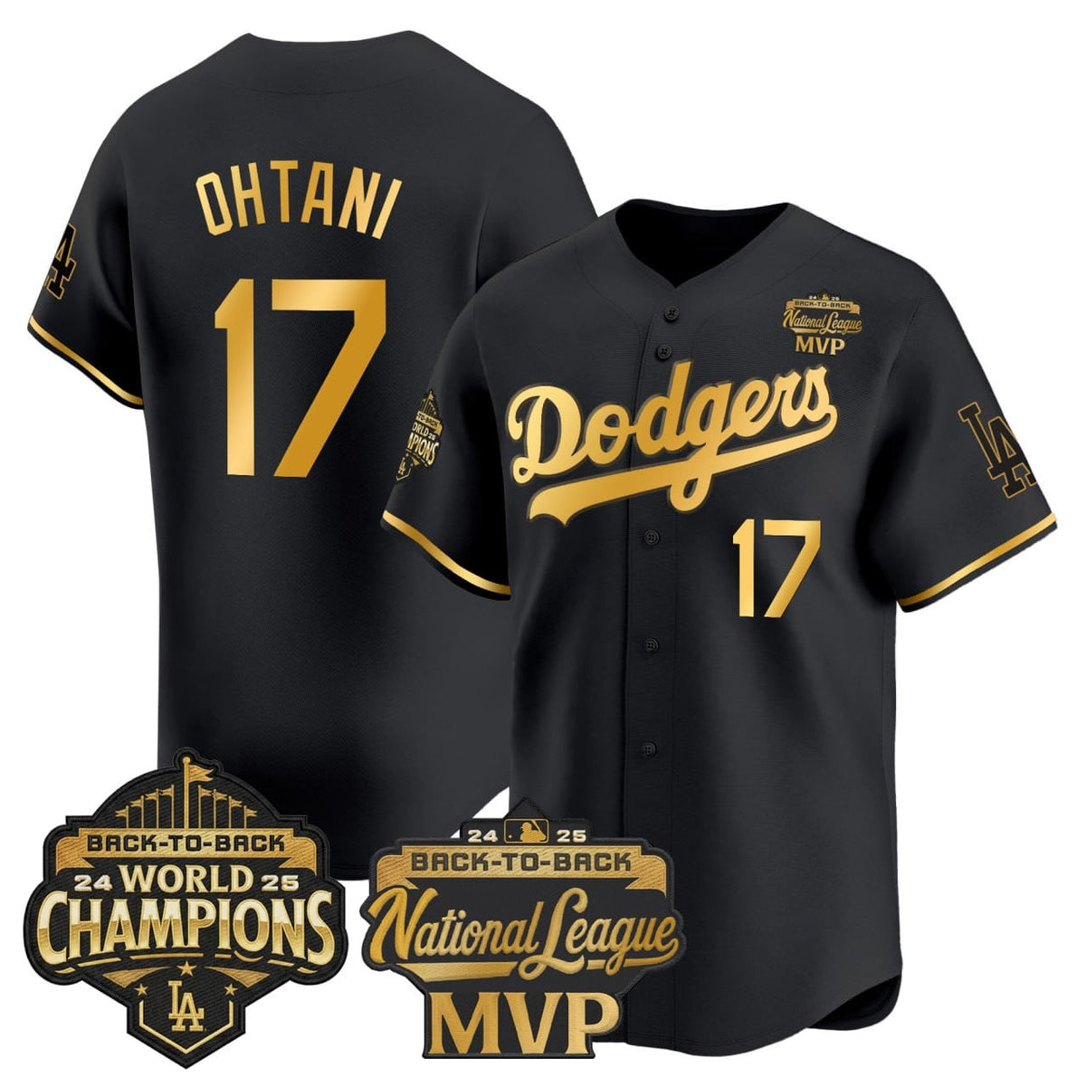 Shohei Ohtani Los Angeles Dodgers Back-To-Back World Series Champions MVP Jersey - All Stitched