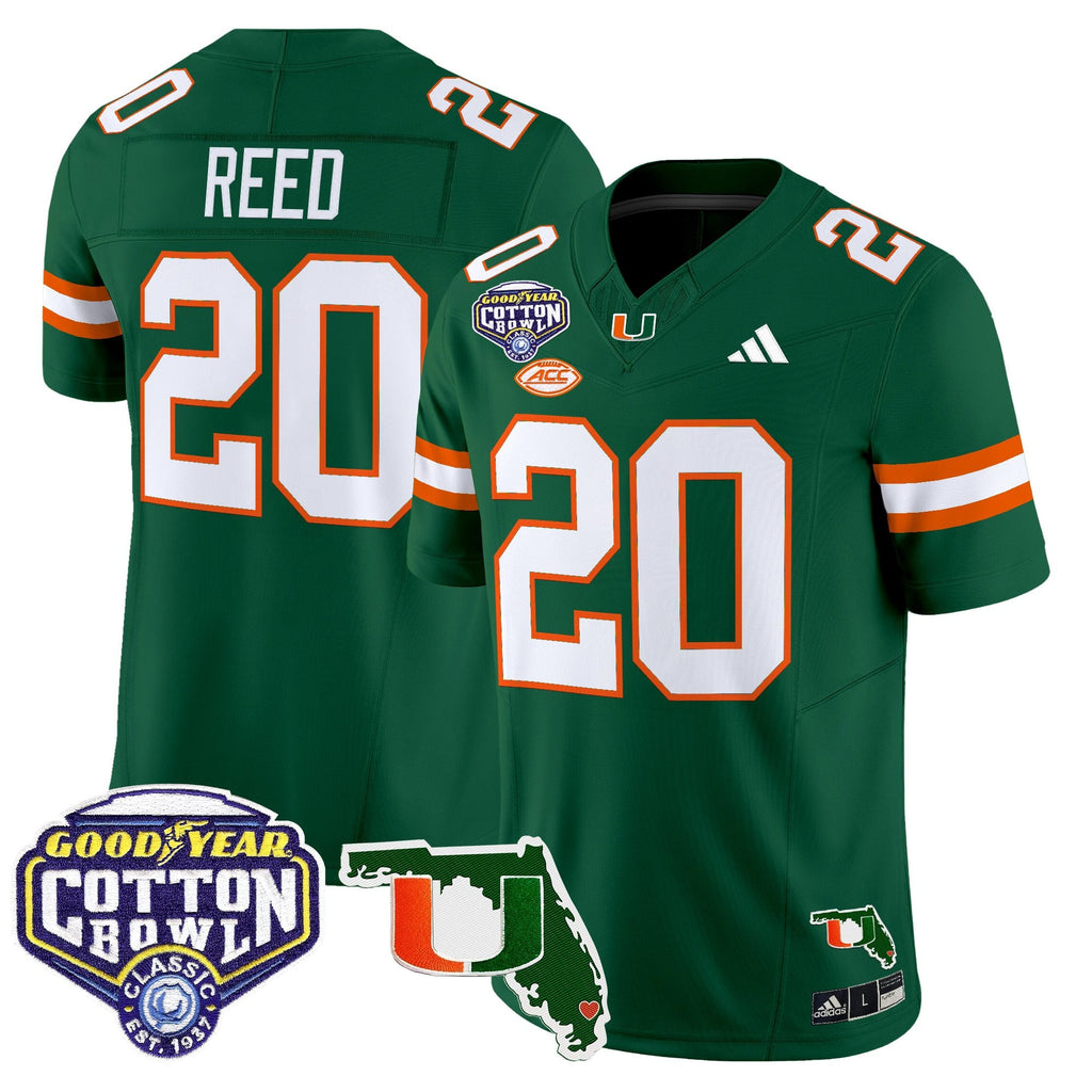Men's Miami Hurricanes 2025 Cotton Bowl & Florida Patch Vapor Limited Jersey - All Stitched