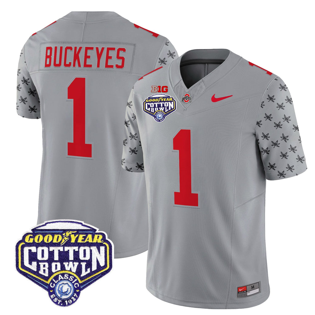 Men's Ohio State Buckeyes 2025 Cotton Bowl Patch Vapor Limited Jersey - All Stitched