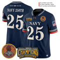 Men's Navy Midshipmen 250th Anniversary Vapor Limited Jersey - 2025 Commander-In-Chief's Trophy Champions Patch - Stitched