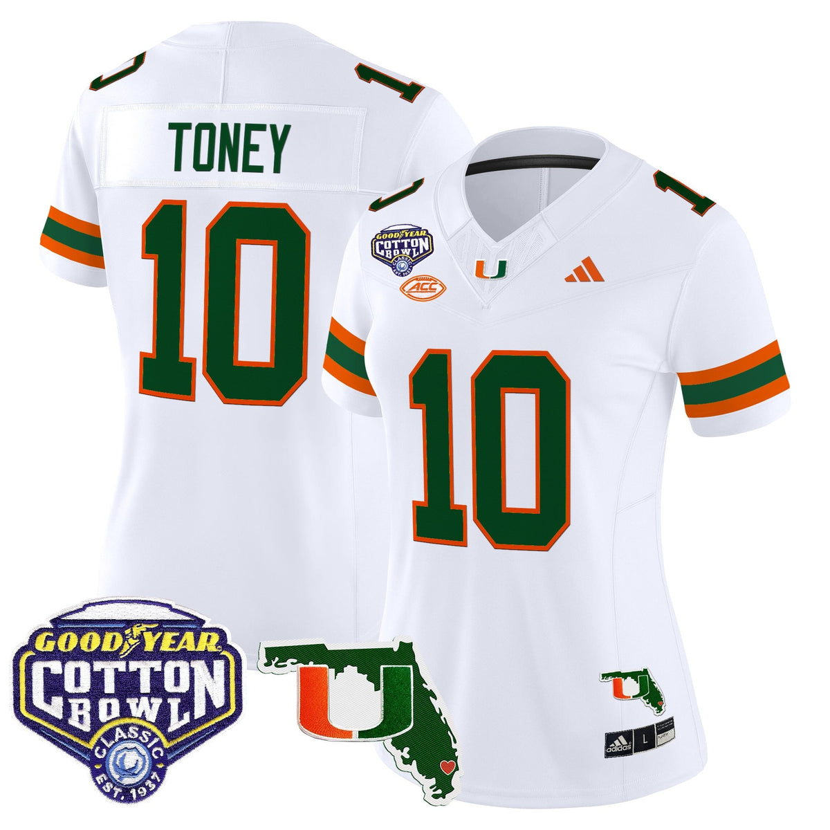 Women's Miami Hurricanes 2025 Cotton Bowl & Florida Patch Vapor Limited Jersey - All Stitched