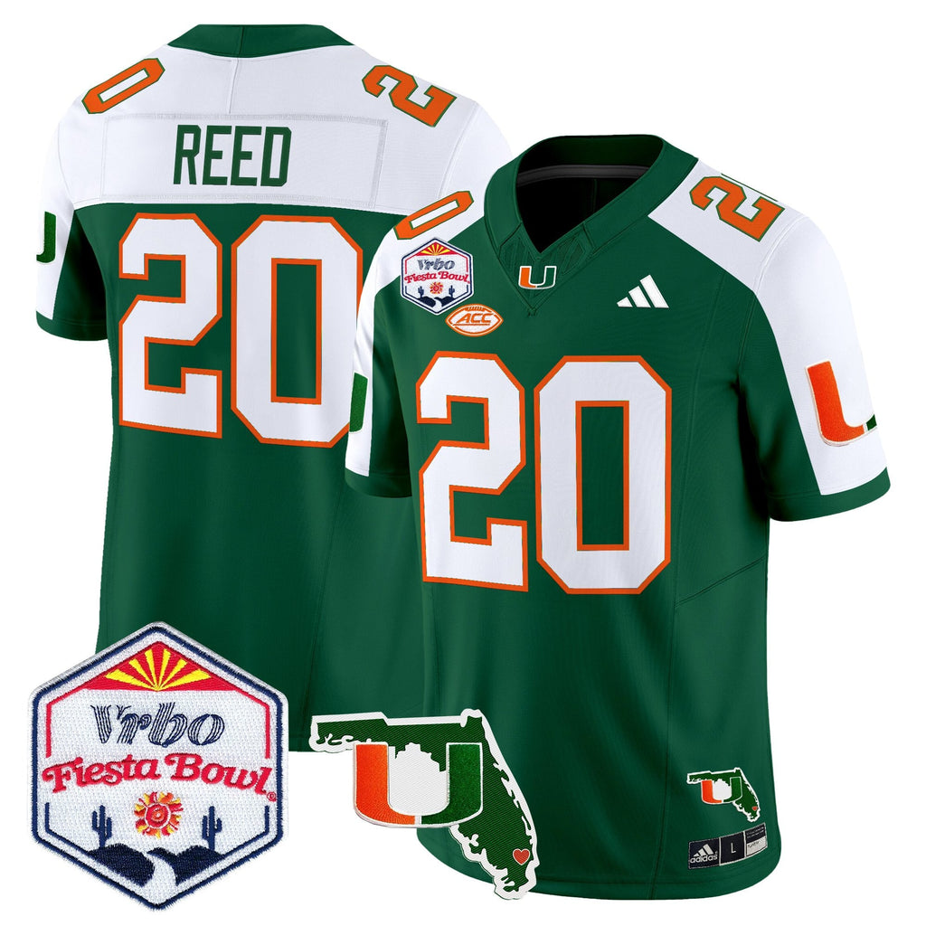 Men's Miami Hurricanes 2026 The Fiesta Bowl & Florida Patch Vapor Limited Jersey - All Stitched