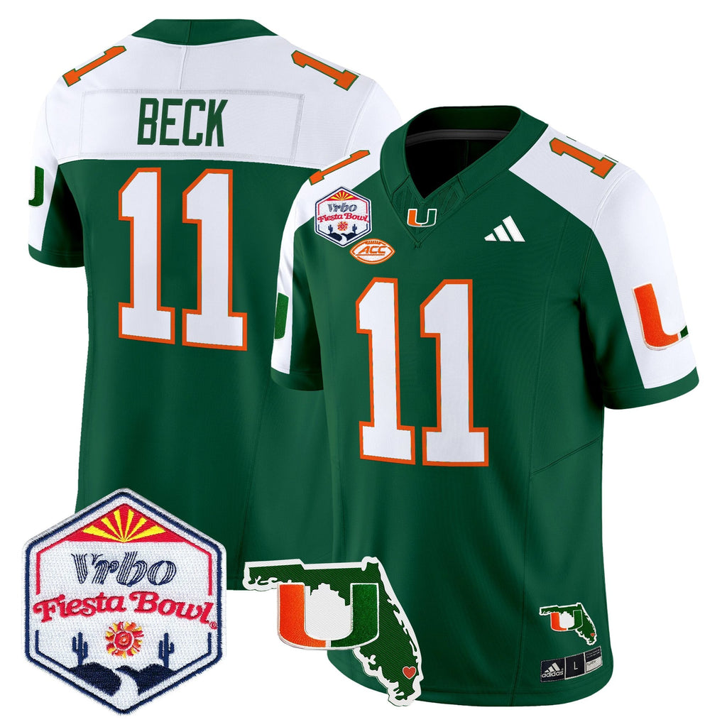 Men's Miami Hurricanes 2026 The Fiesta Bowl & Florida Patch Vapor Limited Jersey - All Stitched