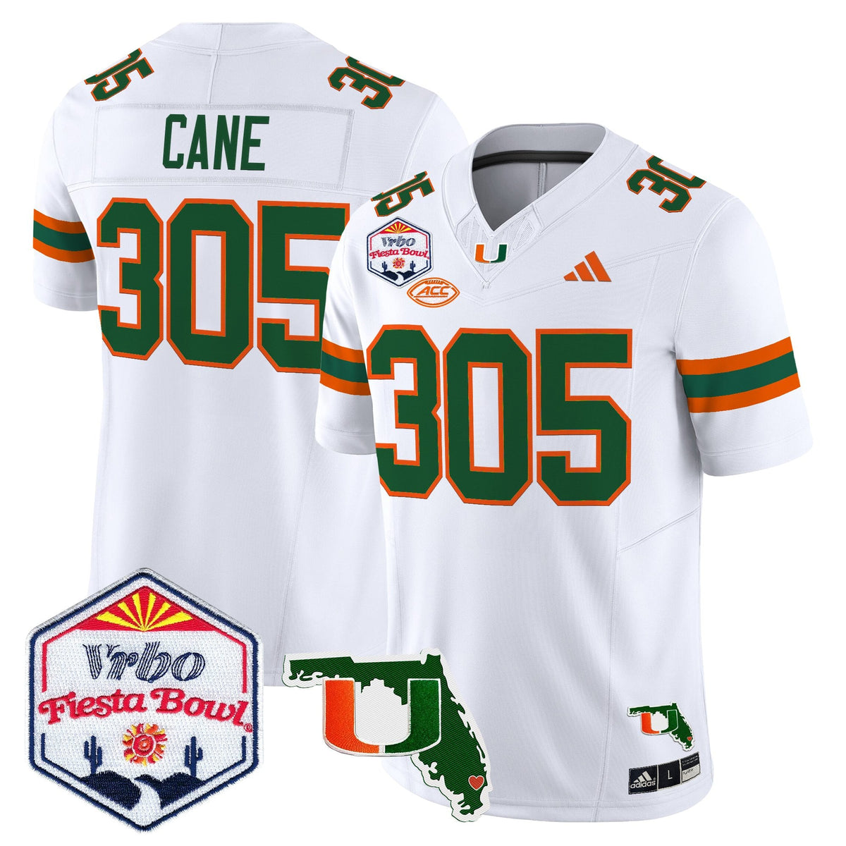Men's Miami Hurricanes 2026 The Fiesta Bowl & Florida Patch Vapor Limited Jersey - All Stitched