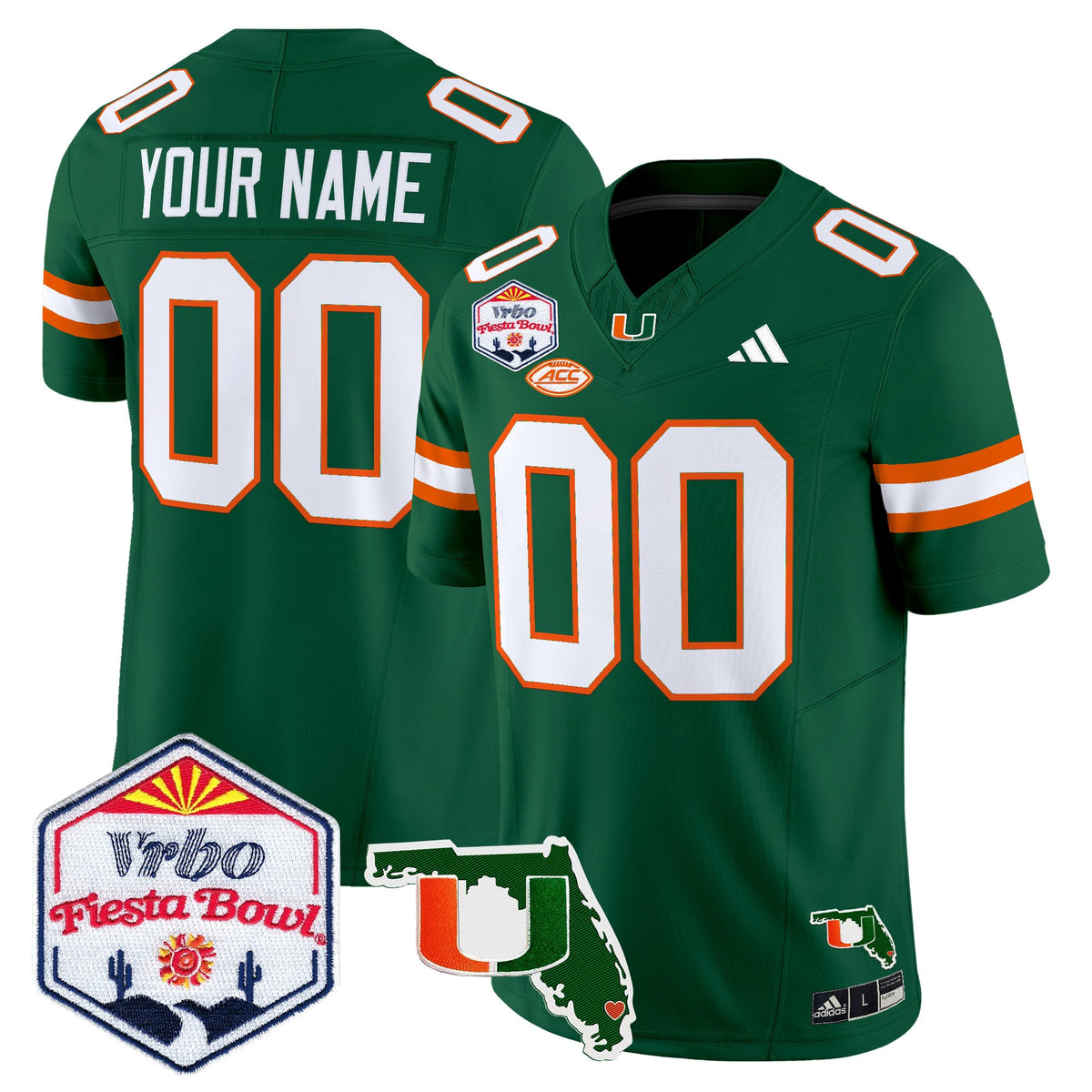 Miami Hurricanes 2026 The Fiesta Bowl & Florida Patch Vapor Limited Custom Jersey - All Stitched