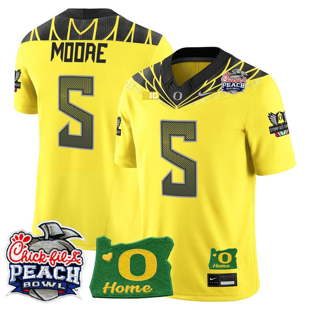 Men's Oregon Ducks 2026 Peach Bowl & Oregon State Patch Vapor Limited Jersey - All Stitched