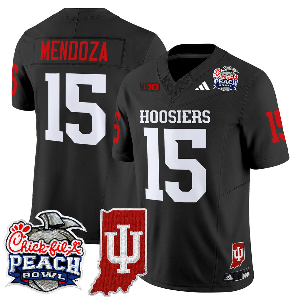 Men's Indiana Hoosiers 2026 Peach Bowl & Indiana State Patch Vapor Limited Jersey - All Stitched