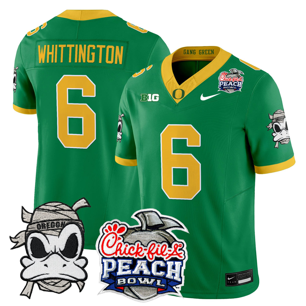 Men's Oregon Ducks "Mummy Duck" Vapor Limited Jersey - 2026 Peach Bowl Patch - All Stitched