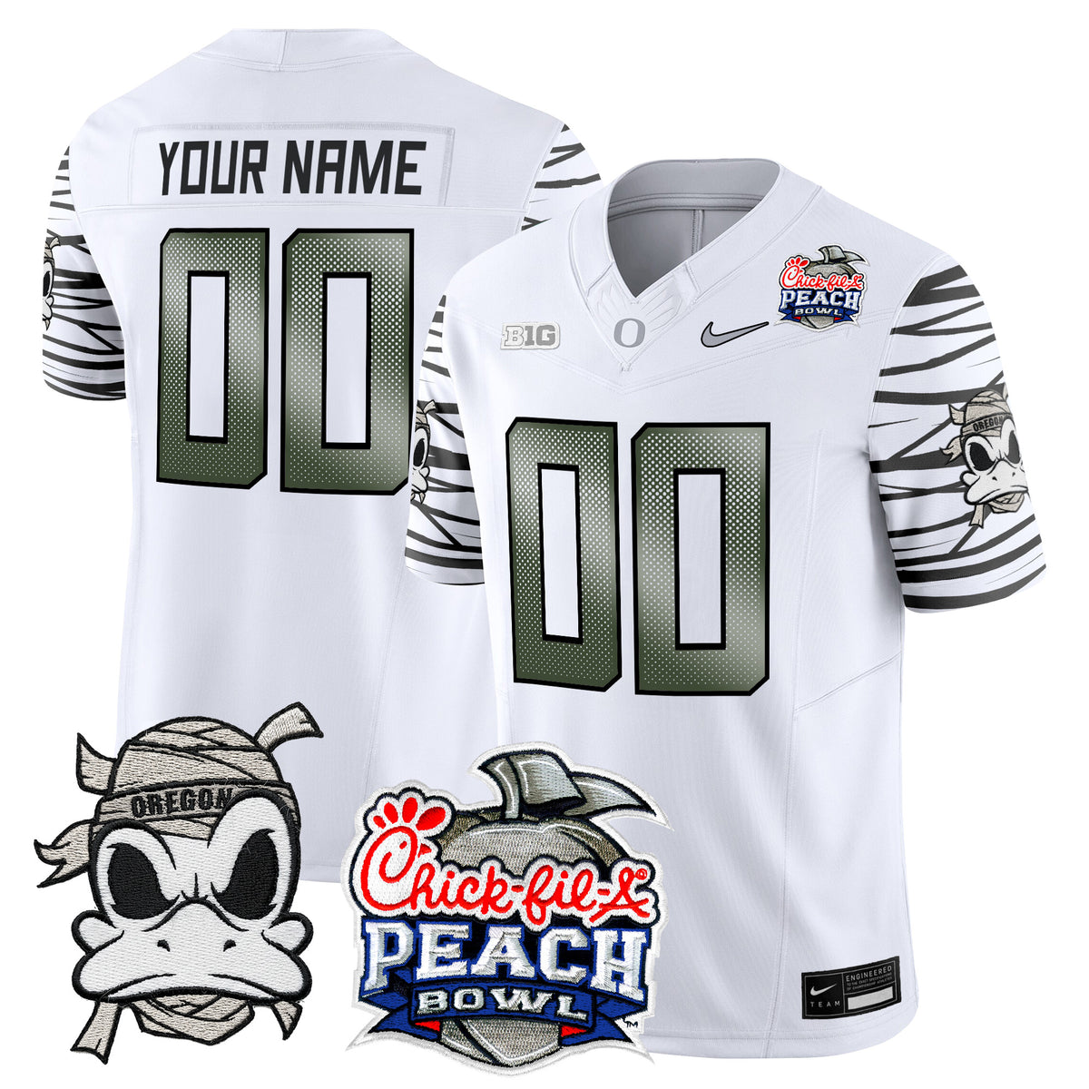 Oregon Ducks "Mummy Duck" Vapor Limited Custom Jersey - 2026 Peach Bowl Patch - All Stitched