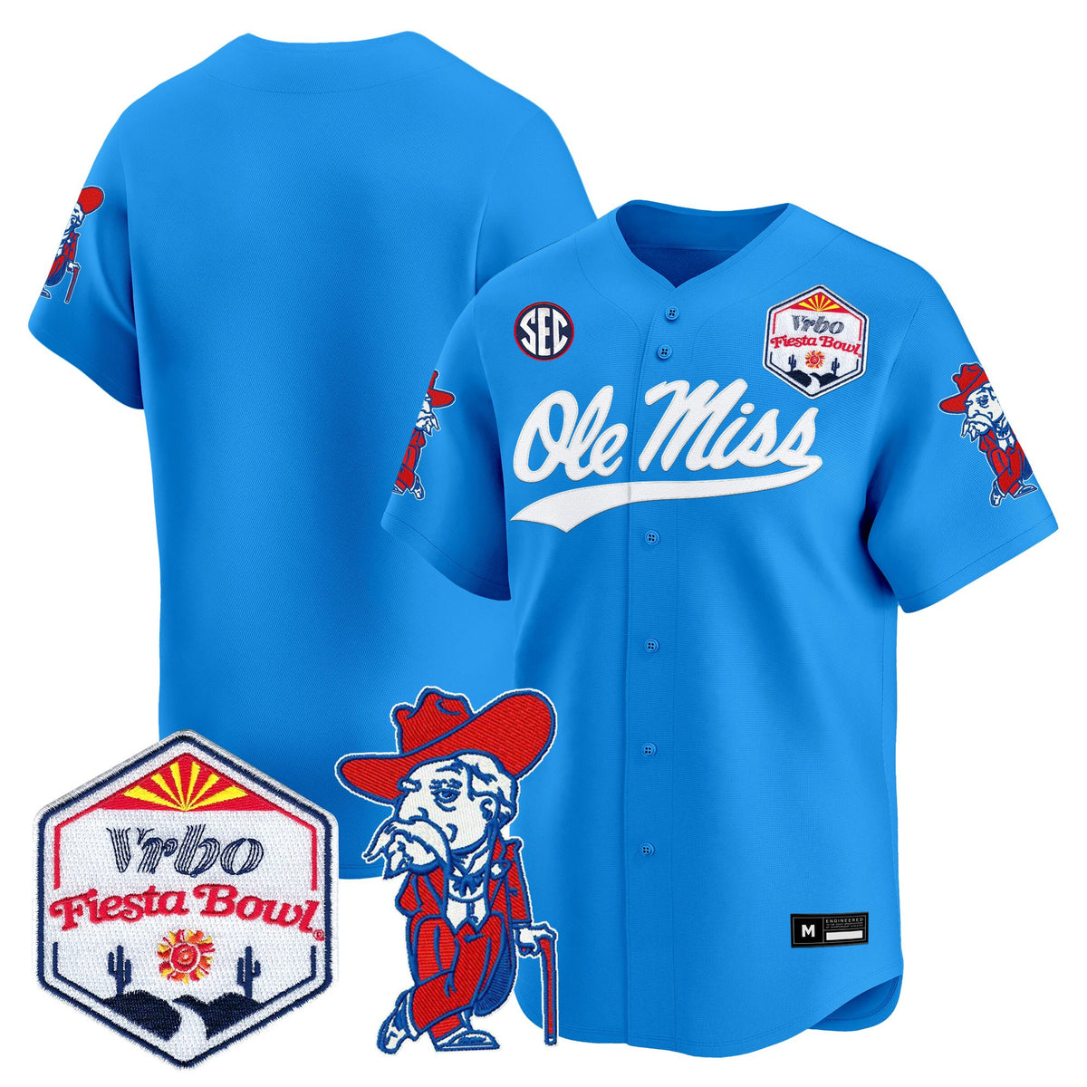 Men's Ole Miss Rebels 2026 The Fiesta Bowl Vapor Baseball Jersey - All Stitched