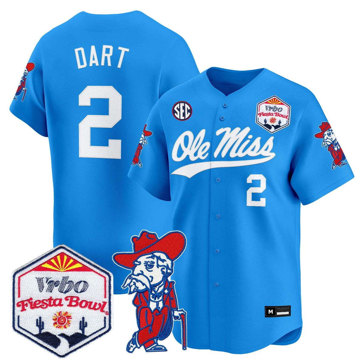 Men's Ole Miss Rebels 2026 The Fiesta Bowl Vapor Baseball Jersey - All Stitched