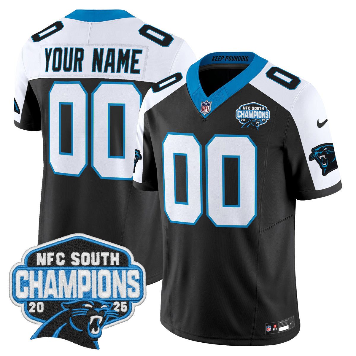 Carolina Panthers 2025 NFC South Division Champions Vapor Limited Custom Jersey - All Stitched