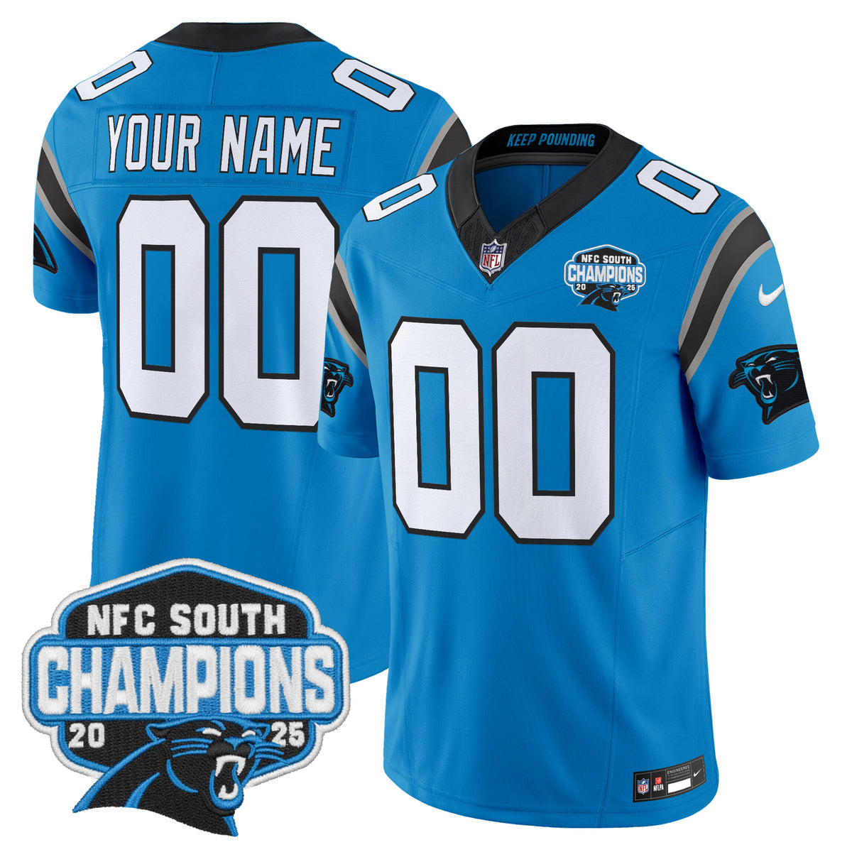 Carolina Panthers 2025 NFC South Division Champions Vapor Limited Custom Jersey - All Stitched