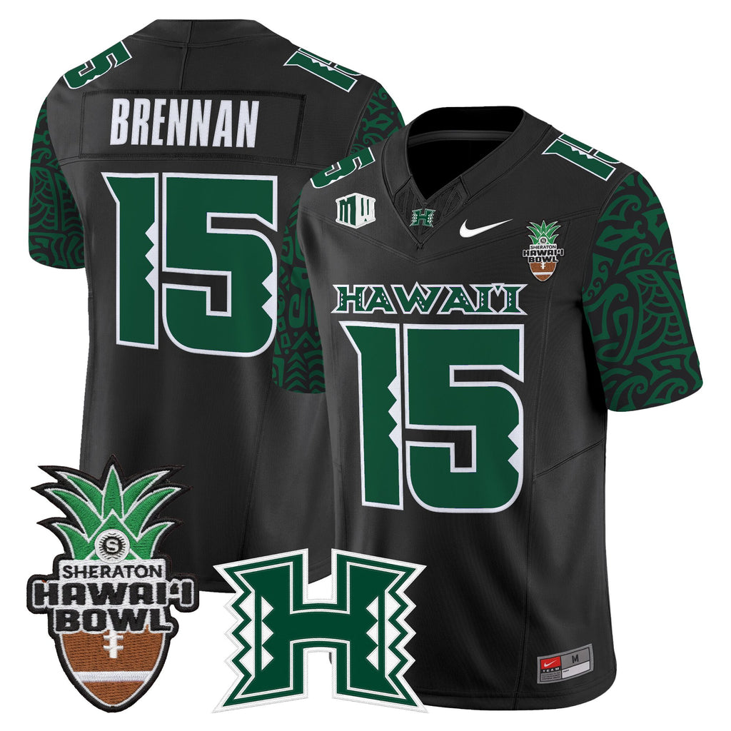 Men's Hawai'i Rainbow Warriors 2025 Hawai'i Pattern Vapor Limited Jersey - Hawai'i Bowl Patch - All Stitched