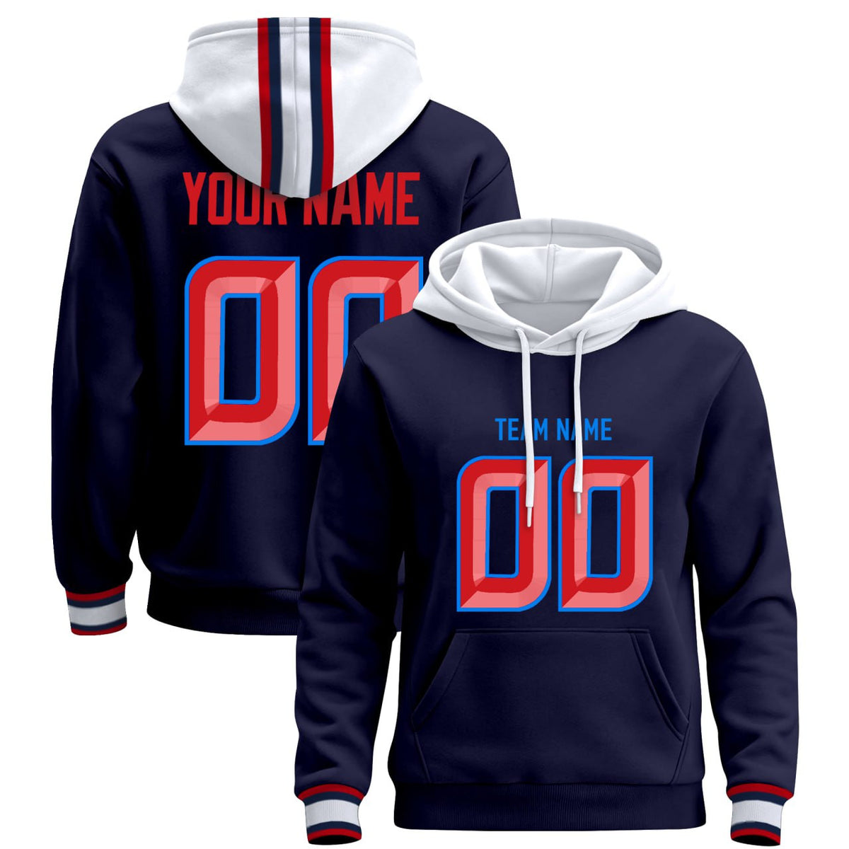 Deep Steel Blue Custom Pullover Hoodie