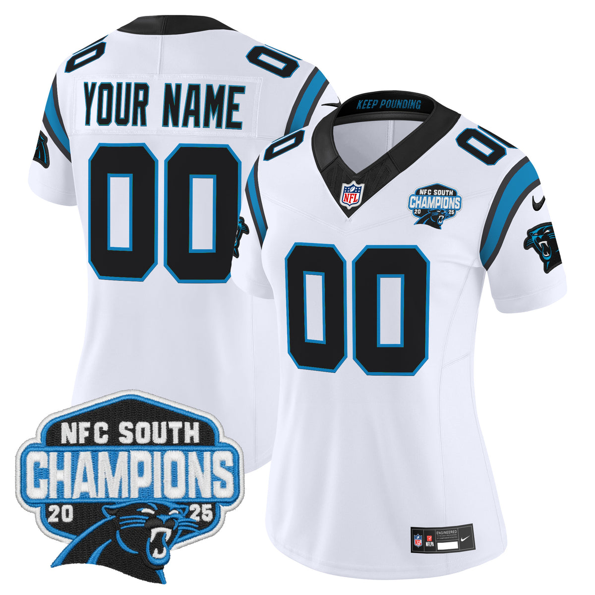Carolina Panthers 2025 NFC South Division Champions Vapor Limited Custom Jersey - All Stitched