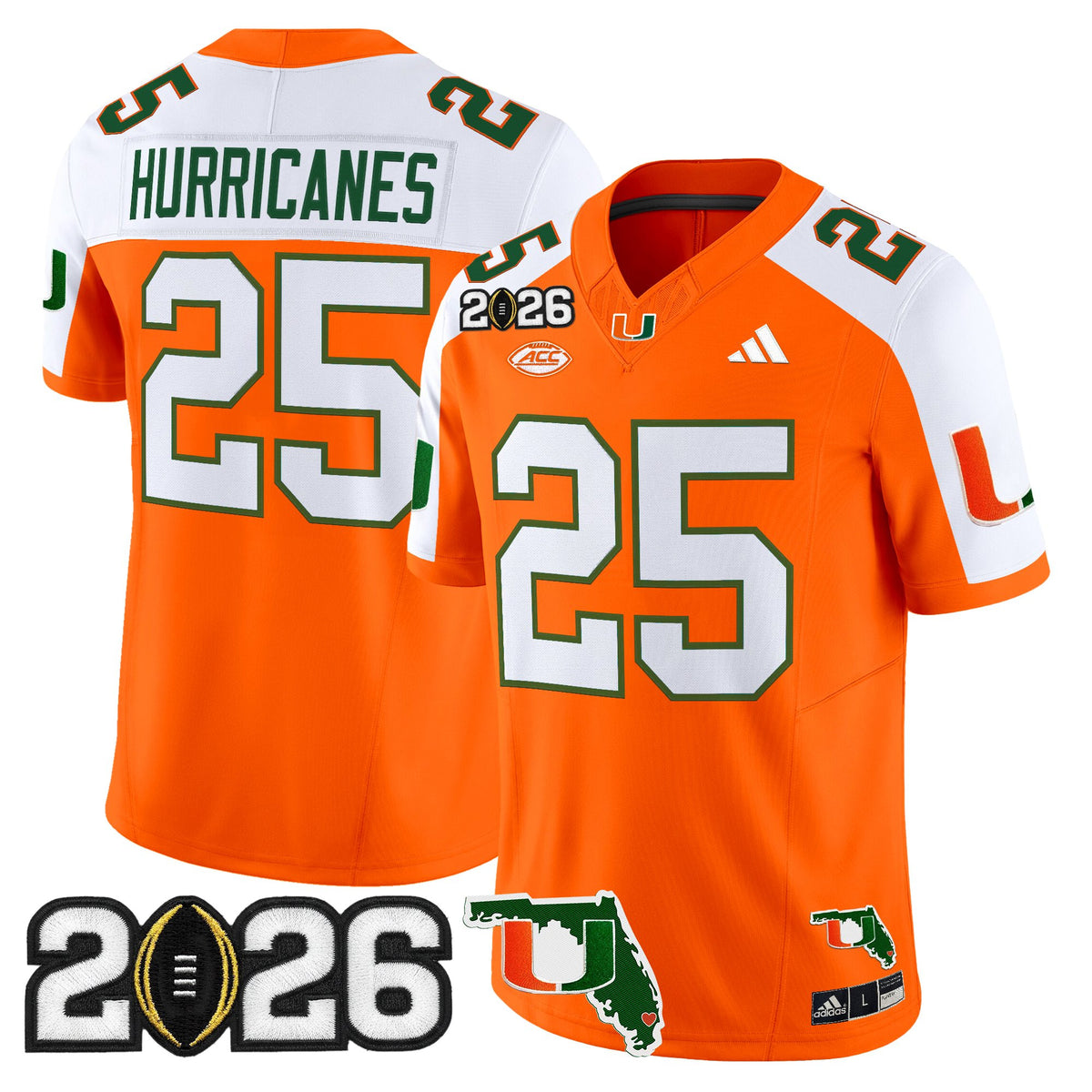 Men's Miami Hurricanes 2026 CFP Final & Florida Patch Vapor Limited Jersey - All Stitched