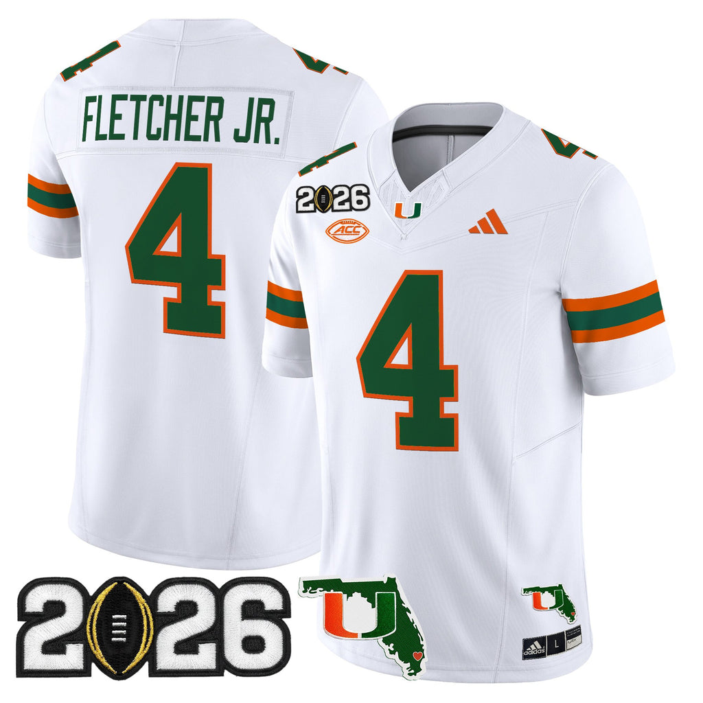 Men's Miami Hurricanes 2026 CFP Final & Florida Patch Vapor Limited Jersey - All Stitched