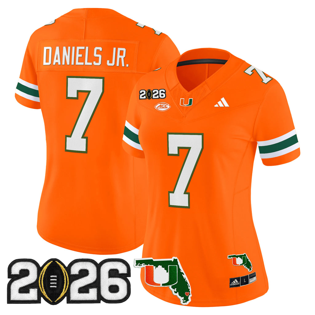 Women's Miami Hurricanes 2026 CFP Final & Florida Patch Vapor Limited Jersey - All Stitched